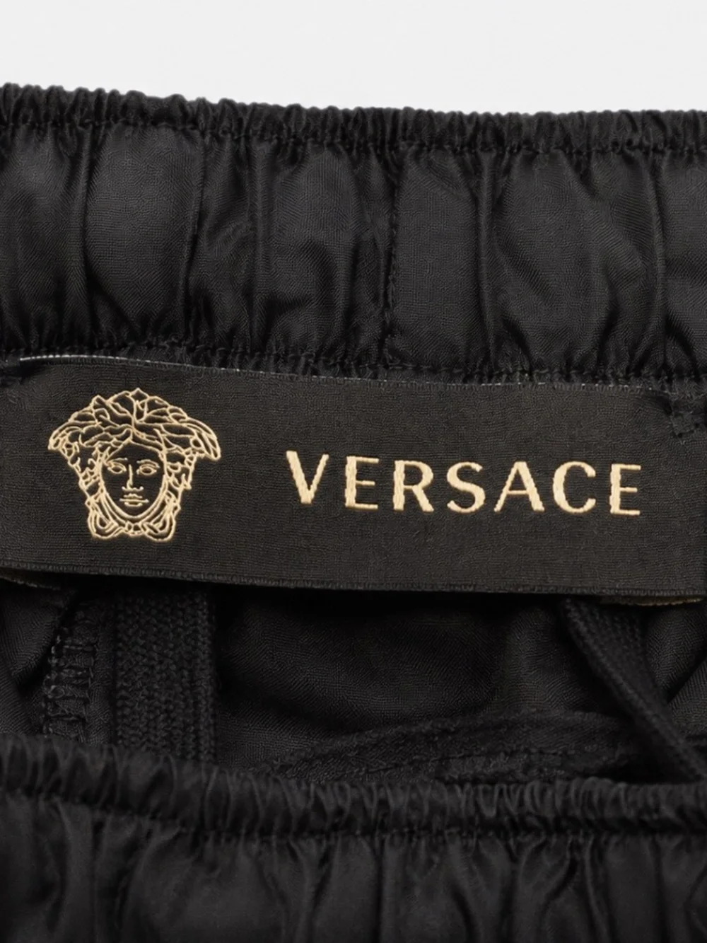 Versace 2019 Black Logo Tape Track Pants A85208 Made Italy IT 54 US 38 2XL
